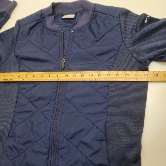 Columbia Jacket Womens M Quilted Fleece Puffer Full Zip Blue Mock Neck Pockets - Picture 5 of 13